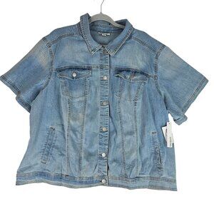 Westport Classic Light Blue Cropped Denim Short Sleeve Jacket-Size 3XL 3X NWT